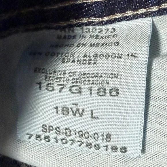 Riders by Lee Womens 18W L Dark Wash High Rise Straight Leg Jeans Stretch EUC - Picture 5 of 10